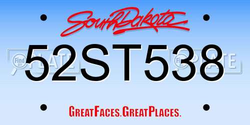 52ST538 South Dakota License Plate