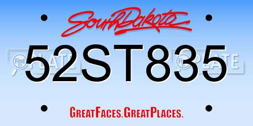 52ST835 South Dakota License Plate