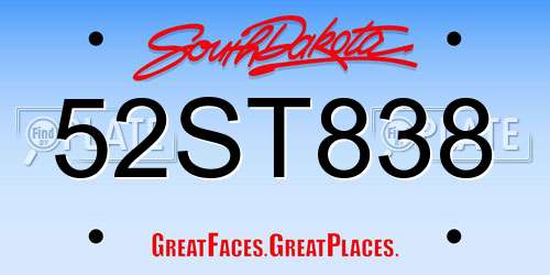 52ST838 South Dakota License Plate
