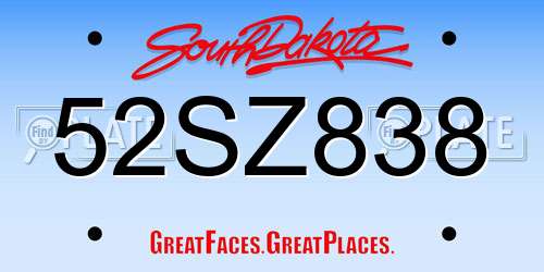 52SZ838 South Dakota License Plate