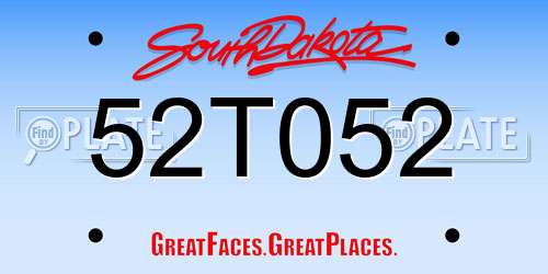 52T052 South Dakota License Plate