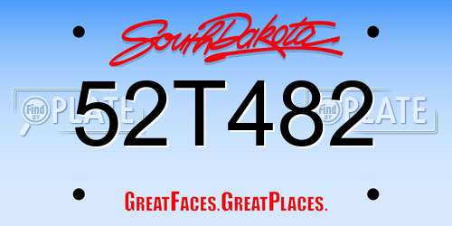 52T482 South Dakota License Plate