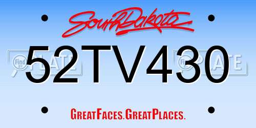 52TV430 South Dakota License Plate