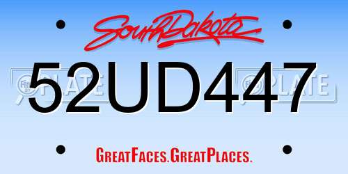 52UD447 South Dakota License Plate
