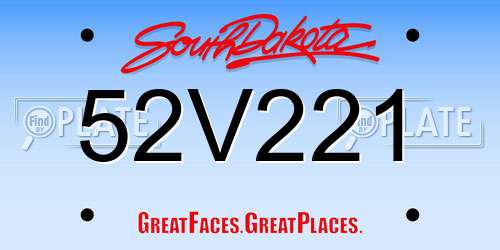52V221 South Dakota License Plate