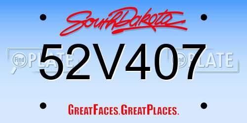52V407 South Dakota License Plate