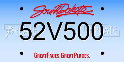 52V500 South Dakota License Plate