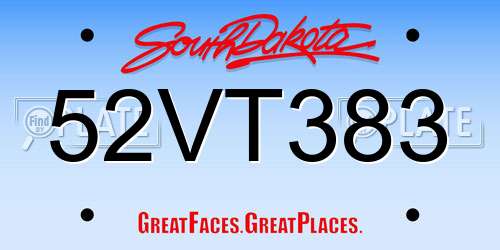52VT383 South Dakota License Plate
