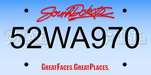 52WA970 South Dakota License Plate
