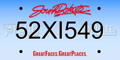 52XI549 South Dakota License Plate