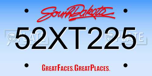 52XT225 South Dakota License Plate