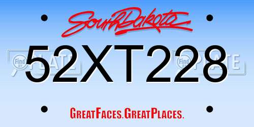 52XT228 South Dakota License Plate