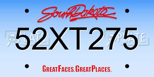 52XT275 South Dakota License Plate