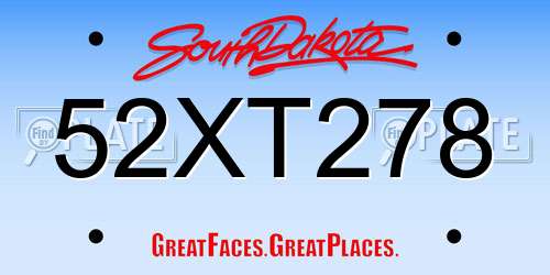 52XT278 South Dakota License Plate