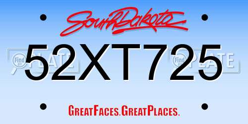 52XT725 South Dakota License Plate