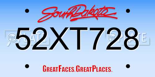 52XT728 South Dakota License Plate