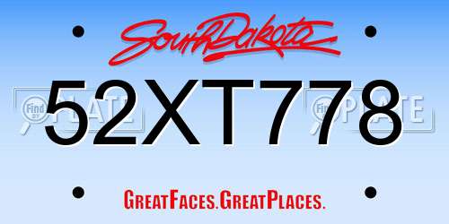 52XT778 South Dakota License Plate
