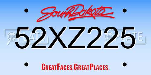 52XZ225 South Dakota License Plate