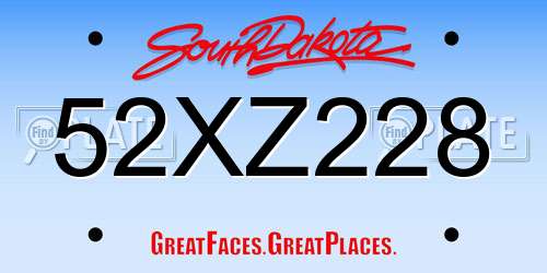 52XZ228 South Dakota License Plate