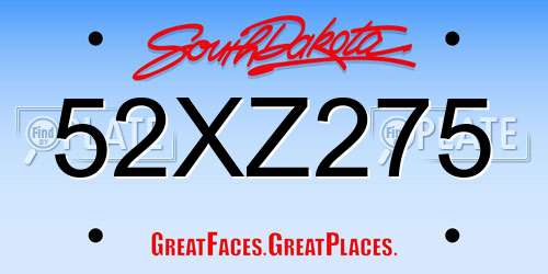 52XZ275 South Dakota License Plate