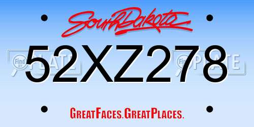 52XZ278 South Dakota License Plate