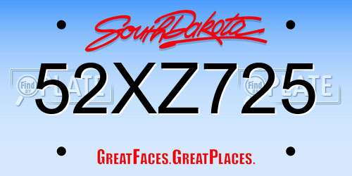 52XZ725 South Dakota License Plate