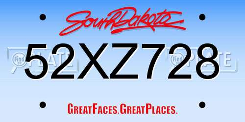 52XZ728 South Dakota License Plate