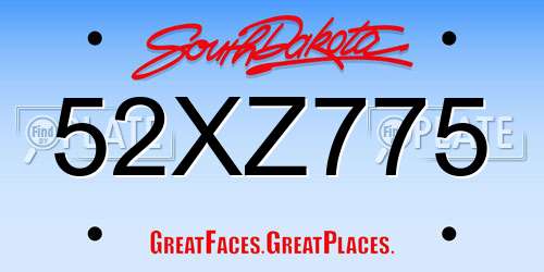 52XZ775 South Dakota License Plate