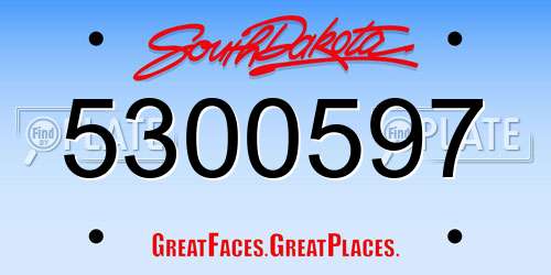 5300597 South Dakota License Plate