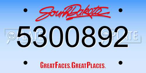 5300892 South Dakota License Plate