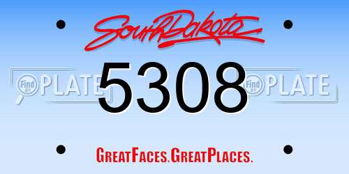 5308 South Dakota License Plate