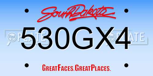 530GX4 South Dakota License Plate