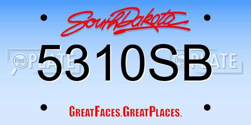 5310SB South Dakota License Plate