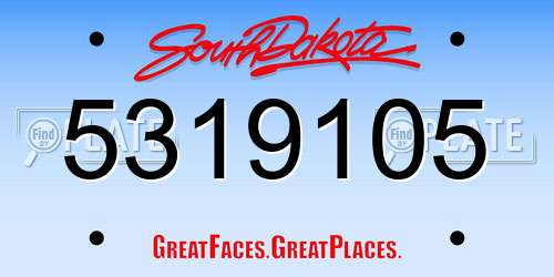 5319105 South Dakota License Plate