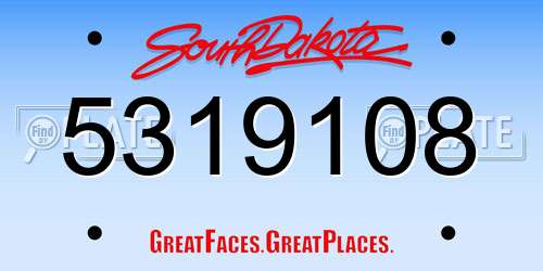 5319108 South Dakota License Plate
