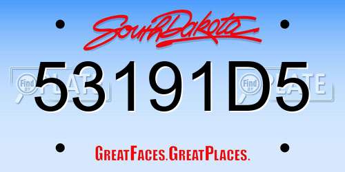 53191D5 South Dakota License Plate