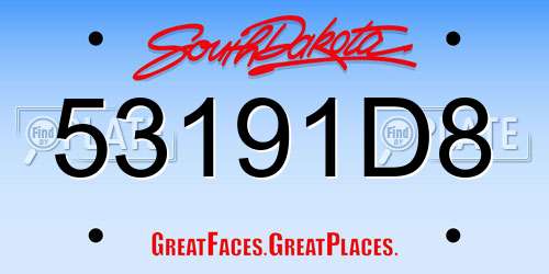 53191D8 South Dakota License Plate