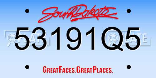 53191Q5 South Dakota License Plate