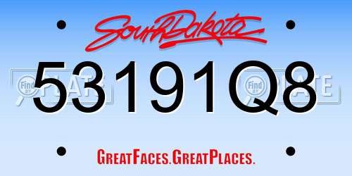 53191Q8 South Dakota License Plate