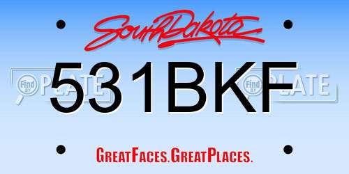 531BKF South Dakota License Plate