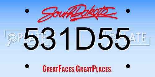 531D55 South Dakota License Plate
