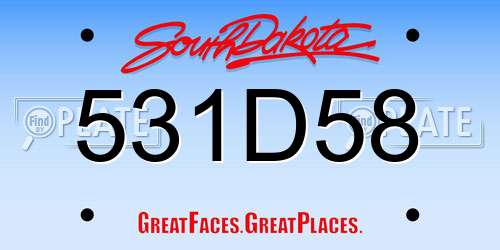 531D58 South Dakota License Plate