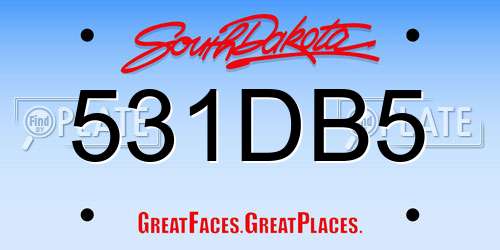 531DB5 South Dakota License Plate