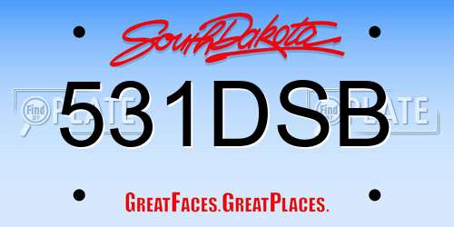 531DSB South Dakota License Plate