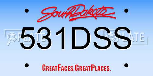 531DSS South Dakota License Plate