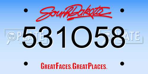 531O58 South Dakota License Plate