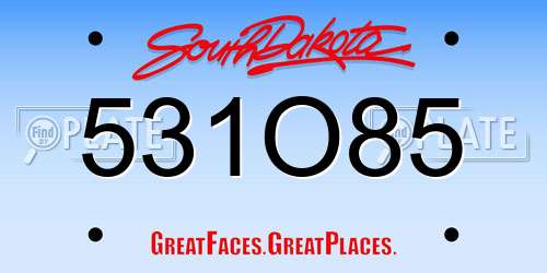531O85 South Dakota License Plate