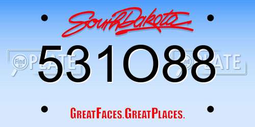 531O88 South Dakota License Plate