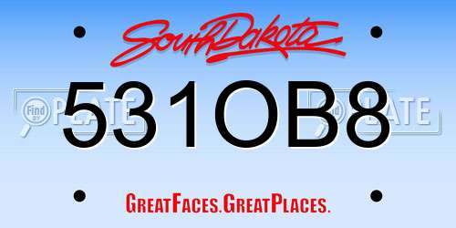 531OB8 South Dakota License Plate