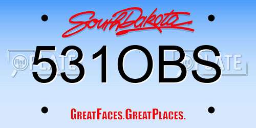 531OBS South Dakota License Plate